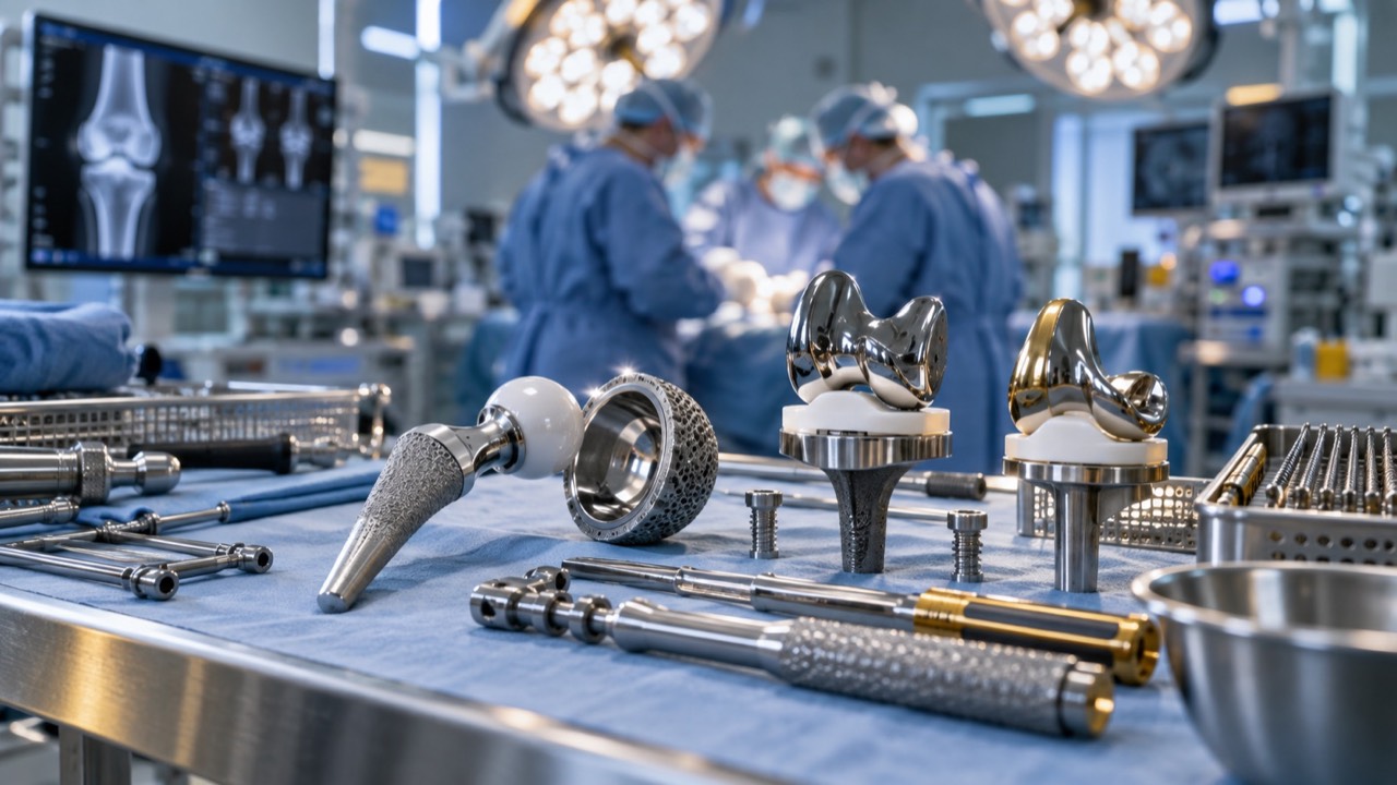 Orthopaedic joint implants and precision surgical instruments prepared in a modern operating theatre