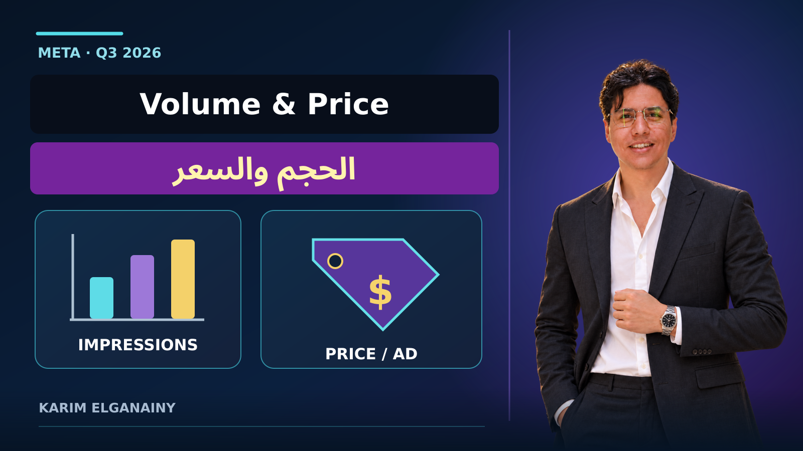 Karim Elganainy with an editorial illustration separating platform financial results from advertiser outcomes