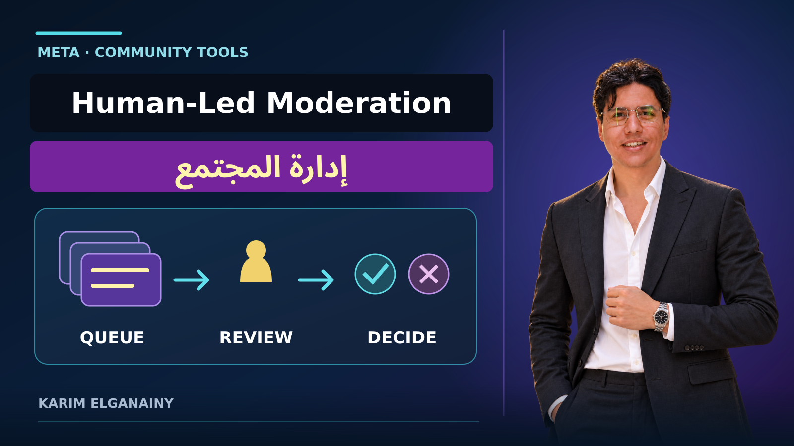 Editorial illustration of a community moderation workspace with connected discussion cards and a shared calendar